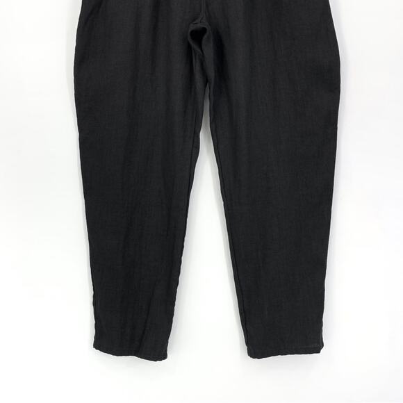 HANDMADE LINEN STUDIO Ginger High Waist Tapered Linen Pant Black - Picture 4 of 9